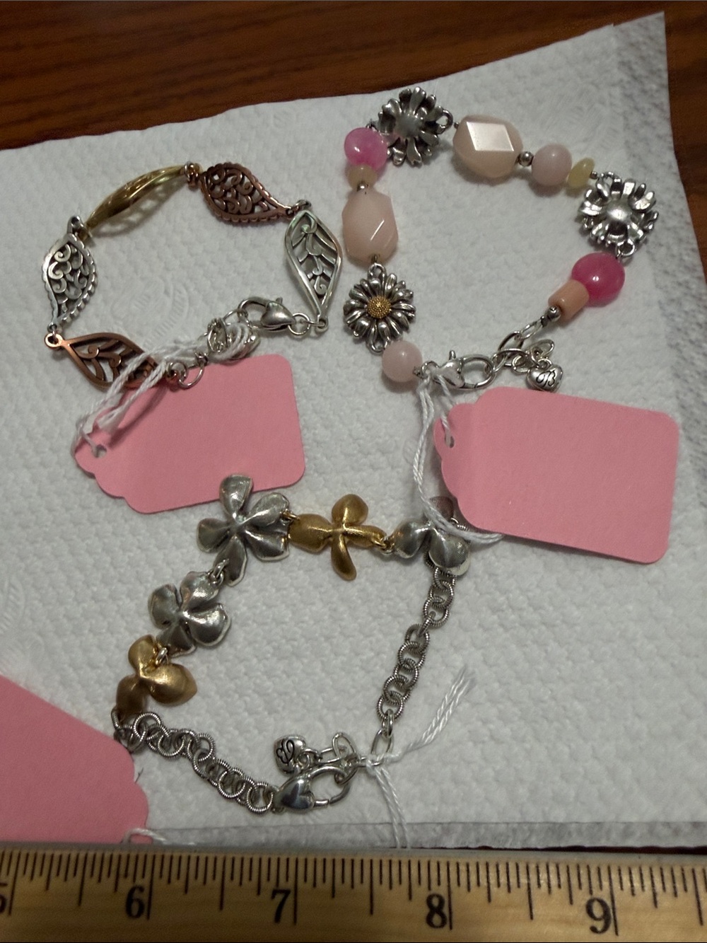 Mixed Metal & Pink Bead Women's Bracelet Set, Brighton